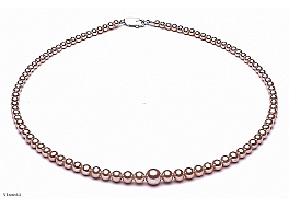 Necklace - freshwater pearls, salmon, round, 3-7mm