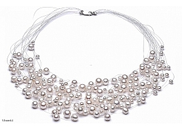 Necklace - freshwater pearls, 20 strands, 3-7mm