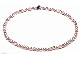 Necklace - freshwater pearls, salmon, round, 6-6,5mm