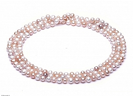 Necklace - freshwater pearls, ophera type, white-salmon, round, 8-8,5mm