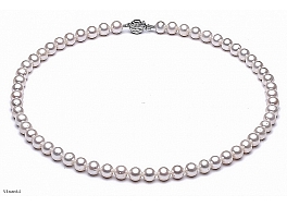 Necklace - freshwater pearls, white, round, 7-7,5mm