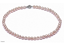 Necklace - freshwater pearls, salmon, round, 7-7,5mm