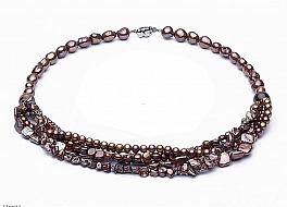 Necklace - brown pearls
