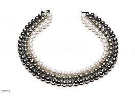 Necklace - shell pearls, triple, 8mm