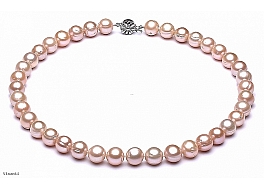 Necklace - freshwater pearls, salmon, round, 10-11mm