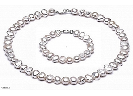 Set: Necklace andBracelet - freshwater pearls, 7-8mm