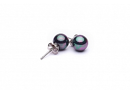 Earrings, shell pearls, graphite, round 8 mm
