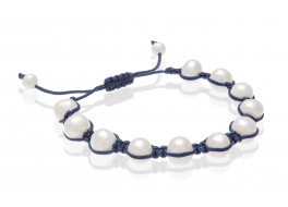 Bransoleta,perły białe hodowane,słodkowodne 9,5-10,5 mm,długość regulowana