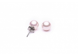 Earrings, shell pearls, pink, round 8 mm