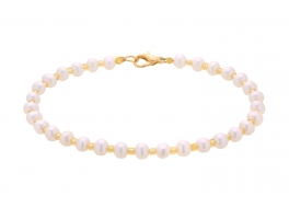 Bransoleta,perły słodkowodne,hodowane,białe 4-4,5 mm