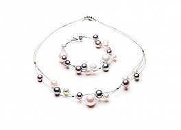 Set - necklace & bracelet, shell pearls, 8-14mm
